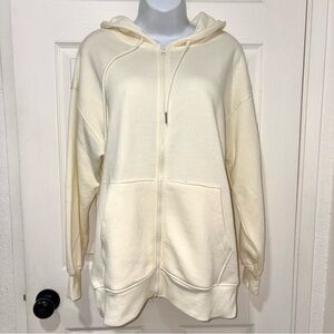 Forever 21 Cream Oversized Full-Zip Hoodie Sweater Size XS